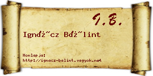 Ignácz Bálint névjegykártya